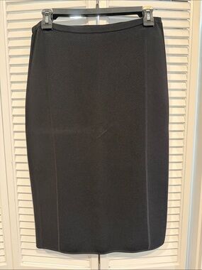 Diane Von Furstenberg Black Textured Pencil Skirt